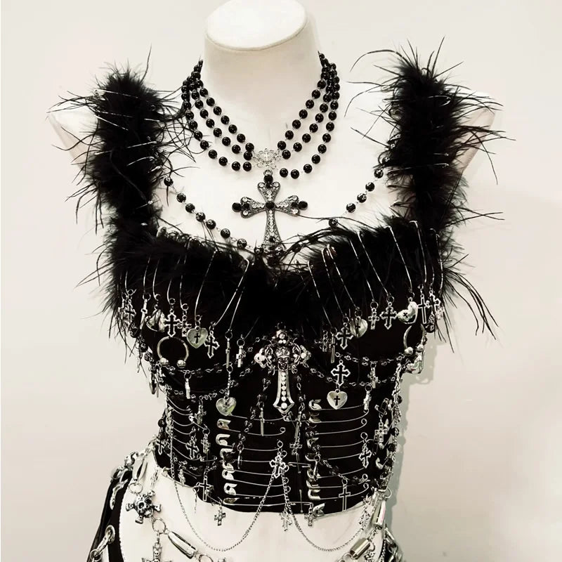 Y2K Bustier Top  – Gothic Crop Top für Damen