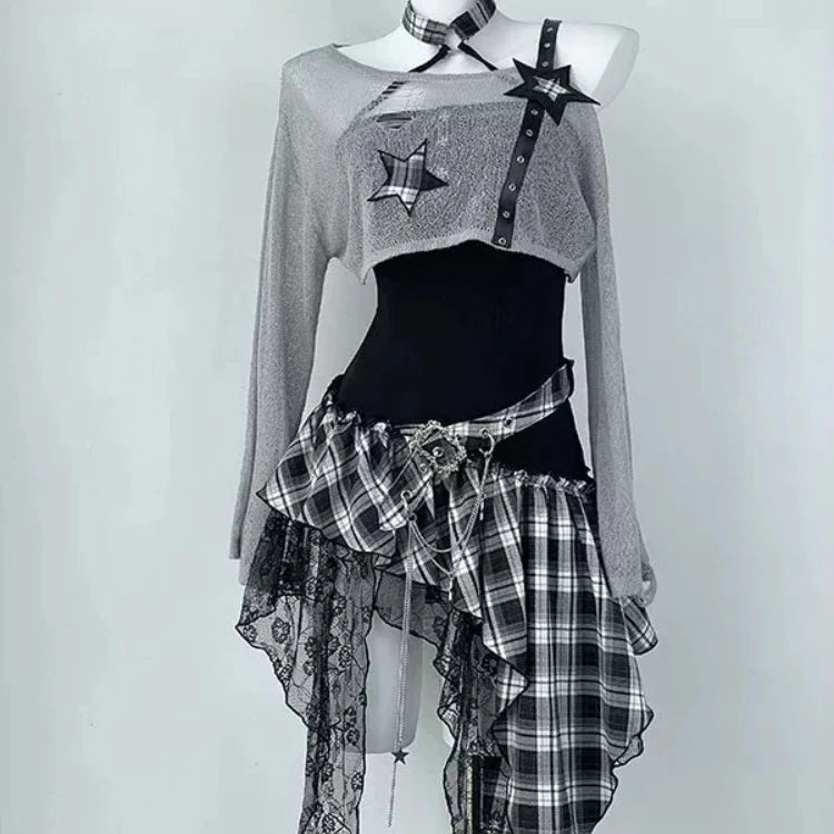 Gothic 2-Teiler Set – Bluse & Rock