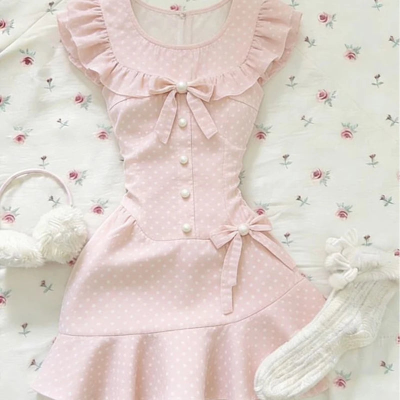 Süsses Mini Kleid mit Schleife